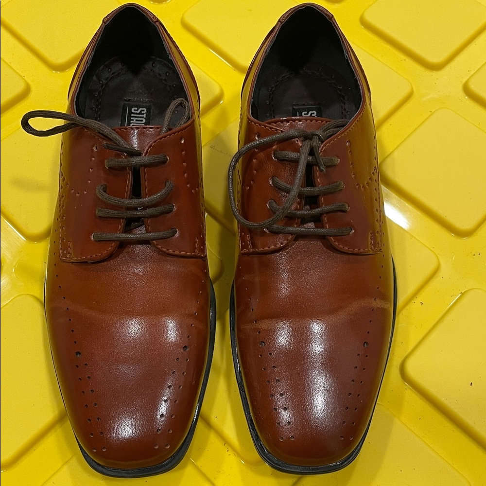 Stacy Adams Brown Boys Lace-up Dress Casual Shoes Like New Size 1M - Picture 2 of 7